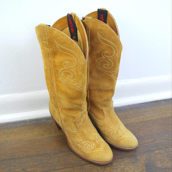 Vintage 70s Dingo Cowboy Boots ACME Camel Tan Western - Picture 2 of 10